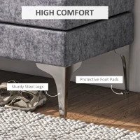 HOMCOM 48 Inches Upholstered Bedroom Bench, Modern End of Bed Bench with Double Layer Seat Cushions and Steel Legs, Dark Gray(m-5)