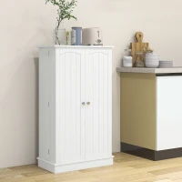 HOMCOM Freestanding Kitchen Pantry Cabinet, Kitchen Sideboard Cabinet with 12 Door Shelves, Double Doors, 5-tier Shelving, Paper White(m-9)