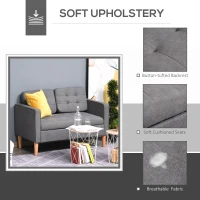 HOMCOM Modern 2-Seater Loveseat Button-Tufted Fabric Couch with Storage Chest, Cushions and Rubberwood Legs for Living Room, Grey(m-4)