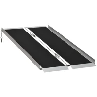 HOMCOM Portable Wheelchair Ramp 5FT, Folding Aluminum Threshold Ramp with Non-Slip Surface, Transition Plates Above and Below, 600lbs Weight Capacity, Handicap Ramp for Home, Doorways, Curbs, Steps(m-1)
