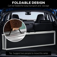 HOMCOM 10' Skidproof Portable Wheelchair Ramp for Home, Steps, Doorways, Carpeted Foldable Handicap Ramp, Threshold Ramp(m-5)