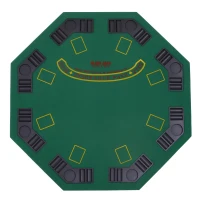 Soozier Poker Table Foldable, 47" Octagon Blackjack Poker Game Table for 8 Players with Cup Holders and Chips Tray, Green Felt(m-6)