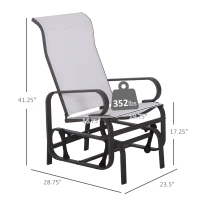 Outsunny Gliding Lounger Chair, Single Rocker with Lightweight Metal & Mesh Construction, White(m-3)