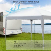 Outsunny 10 x 10ft Folding Pop Up Tent Outdoor Gazebo Canopy with Carrying Bag, White(m-4)