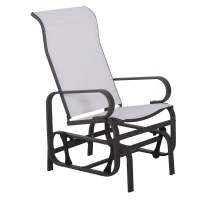 Outsunny Gliding Lounger Chair, Single Rocker with Lightweight Metal & Mesh Construction, White(m-11)