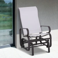 Outsunny Gliding Lounger Chair, Single Rocker with Lightweight Metal & Mesh Construction, White(m-7)