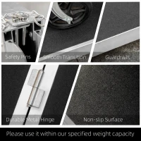 HOMCOM Portable Wheelchair Ramp 5FT, Folding Aluminum Threshold Ramp with Non-Slip Surface, Transition Plates Above and Below, 600lbs Weight Capacity, Handicap Ramp for Home, Doorways, Curbs, Steps(m-6)