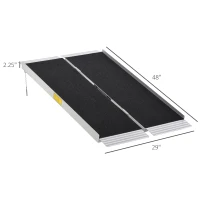 HOMCOM Portable Wheelchair Ramp 4FT, Folding Aluminum Threshold Ramp with, Transition Plates, 600lbs Weight Capacity(m-3)