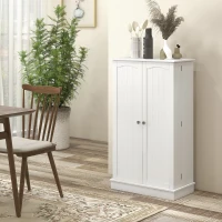 HOMCOM Freestanding Kitchen Pantry Cabinet, Kitchen Sideboard Cabinet with 12 Door Shelves, Double Doors, 5-tier Shelving, Paper White(m-2)