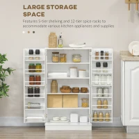 HOMCOM Freestanding Kitchen Pantry Cabinet, Kitchen Sideboard Cabinet with 12 Door Shelves, Double Doors, 5-tier Shelving, Paper White(m-4)