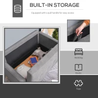 HOMCOM Modern 2-Seater Loveseat Button-Tufted Fabric Couch with Storage Chest, Cushions and Rubberwood Legs for Living Room, Grey(m-6)