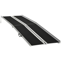 HOMCOM 10' Skidproof Portable Wheelchair Ramp for Home, Steps, Doorways, Carpeted Foldable Handicap Ramp, Threshold Ramp(m-1)