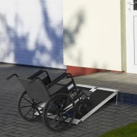 HOMCOM 3' Skidproof Portable Wheelchair Ramp for Home, Steps, Doorways, Carpeted Foldable Handicap Ramp, Threshold Ramp(m-2)