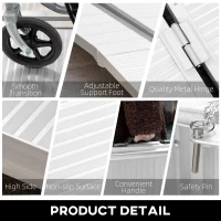 HOMCOM Wheelchair Ramp 6FT, Foldable Aluminum Threshold Ramp with Non-Slip Surface and Handle, 600lbs Weight Capacity, Suitcase Handicap Ramp for Home, Doorways, Curbs, Steps(m-6)