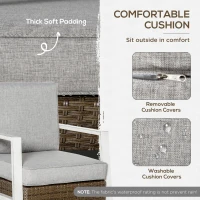 Outsunny Aluminum Patio Furniture Set, 5 Piece Modern Outdoor Conversation Set with Loveseat Sofa, Chairs, Cushions, Coffee Table & Side Table, Gray(m-5)