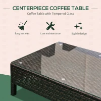 Outsunny Patio Furniture Set, 9 Piece Outdoor Sectional Sofa, All-Weather PE Rattan Wicker Conversation Set with Chairs, Ottoman, Loveseat, Coffee and Side Table, Cushions, Sand(m-7)