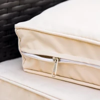 Outsunny 7 Piece Outdoor Patio Furniture Set, PE Rattan Wicker Sectional Sofa Set with Buckling Couch Cushions, Throw Pillows & Coffee Table, Dark Brown, Beige, Orange(m-8)