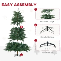 HOMCOM 7' Prelit Artificial Christmas Tree with 2393 Realistic Branches, Warm White LED Lights and 2393 Tips Green(m-8)