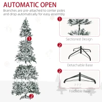 HOMCOM 9ft Tall Pre-Lit Snow-Flocked Artificial Christmas Tree with Realistic Branches, 900 Warm White LED Lights and 2094 Tips(m-6)