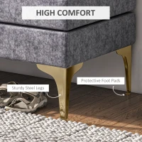 HOMCOM Upholstered Bench, 48" End of Bed Bench, Entryway Bench with Double Layer Seat Cushions and Steel Legs for Bedroom, Dark Grey(m-5)