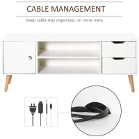HOMCOM TV Stand for TVs up to 50", TV Cabinet with Shelves, Drawers and Cable Hole, Entertainment Unit for Living Room, White(m-5)