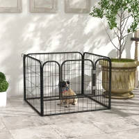 PawHut Metal Pet Playpen Puppy Dog Exercise Fence Pen with Gate Door Indoor Outdoor for Small Animal Rabbit, 32.25"x32.25"x23.5"(m-1)