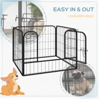 PawHut Metal Pet Playpen Puppy Dog Exercise Fence Pen with Gate Door Indoor Outdoor for Small Animal Rabbit, 32.25"x32.25"x23.5"(m-7)