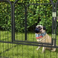 PawHut Metal Pet Playpen Puppy Dog Exercise Fence Pen with Gate Door Indoor Outdoor for Small Animal Rabbit, 32.25"x32.25"x23.5"(m-8)