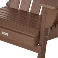 Outsunny Folding Adirondack Chair, HDPE Fire Pit Chair, Weather Resistant Outdoor Chair for Patio, Garden, Backyard, Lawn, Brown(m-9)