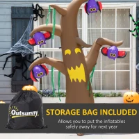 Outsunny 8ft Inflatable Halloween Ghost Tree with Toothy Bats Hanging Down, Blow-Up Outdoor LED Display for Lawn, Garden, Party(m-8)