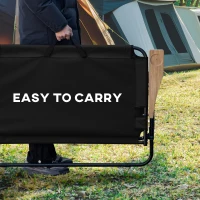 Outsunny Double Folding Camping Chair, Loveseat for 2 Adults, Portable Camping Couch with Wood Armrest & Cupholders, for Backpacking, Beach, Sports Travel, Black(m-6)