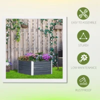 Outsunny 40'' Hexagon Raised Garden Bed, Outdoor Metal Planter Box with Gloves, for Backyard, Patio to Grow Vegetables, Herbs, and Flowers, Gray(m-6)