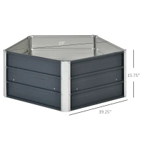 Outsunny 40'' Hexagon Raised Garden Bed, Outdoor Metal Planter Box with Gloves, for Backyard, Patio to Grow Vegetables, Herbs, and Flowers, Gray(m-3)