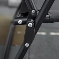 Outsunny Double Folding Camping Chair, Loveseat for 2 Adults, Portable Camping Couch with Wood Armrest & Cupholders, for Backpacking, Beach, Sports Travel, Black(m-9)