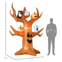 Outsunny 9ft Halloween Inflatables Outdoor Decorations, Haunted Tree with Pumpkin, Ghosts and Owl, Blow Up LED Yard Decor for Garden, Lawn, Party, Holiday, Waterproof(m-3)