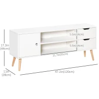 HOMCOM TV Stand for TVs up to 50", TV Cabinet with Shelves, Drawers and Cable Hole, Entertainment Unit for Living Room, White(m-3)