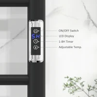 HOMCOM Wall Mounted Heated Towel Rack 10-Bar Electric Towel Warmer with Timer Adjustable Temperature Plug-in(m-5)