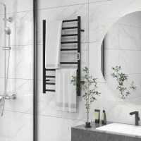 HOMCOM Wall Mounted Heated Towel Rack 10-Bar Electric Towel Warmer with Timer Adjustable Temperature Plug-in(m-1)