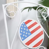Outsunny 3 Piece Patio Bistro Set, Folding Outdoor Furniture with USA Mosaic Table and Chairs, Portable Metal Frames for 4th of July, Balcony, Backyard, Poolside, Porch, American Flag(m-9)
