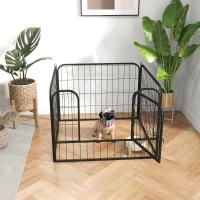 PawHut Metal Pet Playpen Puppy Dog Exercise Fence Pen with Gate Door Indoor Outdoor for Small Animal Rabbit, 32.25"x32.25"x23.5"(m-9)