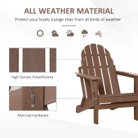 Outsunny Folding Adirondack Chair, HDPE Fire Pit Chair, Weather Resistant Outdoor Chair for Patio, Garden, Backyard, Lawn, Brown(m-6)