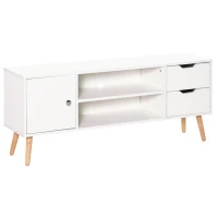 HOMCOM TV Stand for TVs up to 50", TV Cabinet with Shelves, Drawers and Cable Hole, Entertainment Unit for Living Room, White(m-2)
