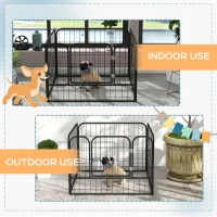 PawHut Metal Pet Playpen Puppy Dog Exercise Fence Pen with Gate Door Indoor Outdoor for Small Animal Rabbit, 32.25"x32.25"x23.5"(m-6)