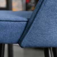 HOMCOM Set of 2 Mid-Back Upholstered Barstools Fabric Bar Chairs with Gold-Capped Steel Legs, Backrest and Footrest, Blue(m-9)