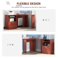 HOMCOM Computer Desk with Printer Cabinet, L-Shaped Corner Desk with Storage, Study PC Workstation for Home Office, Cherry(m-4)