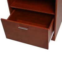 HOMCOM Computer Desk with Printer Cabinet, L-Shaped Corner Desk with Storage, Study PC Workstation for Home Office, Cherry(m-9)