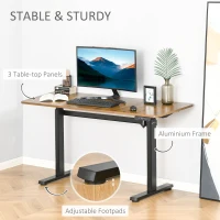 Vinsetto 55" Electric Height Adjustable Standing Desk Sit Stand Desk with Large Desktop, Motor, Stand up Desk for Home Office, Natural(m-7)