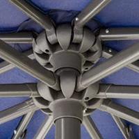 Outsunny 9' 2-Tier Cantilever Umbrella with Crank Handle, Cross Base and 8 Ribs, Garden Patio Offset Umbrella for Backyard, Poolside, and Lawn, Blue(m-8)