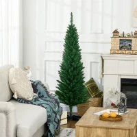 HOMCOM 5FT Decorated Christmas Tree, Pencil Christmas Tree with 294 Realistic Branch Tips and Plastic Stand, Light Green(m-2)