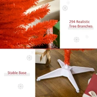 HOMCOM 5FT Decorated Christmas Tree, Pencil Christmas Tree with 294 Realistic Branch Tips and Plastic Stand, Red(m-6)